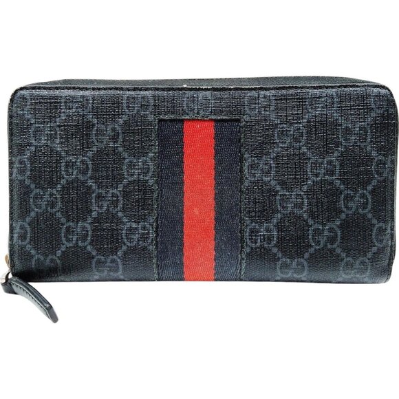 (S3) Authentic Gucci Wallet Long Black PVC Luxury Vintage Designer Handbag - Picture 1 of 10
